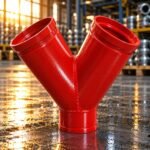 Culotte rainurée rouge en Y avec une entrée et deux branches inclinées