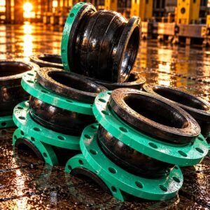 Rubber expansion joints with black flexible bodies and green flanges