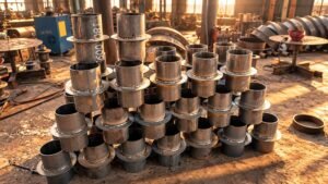 Filas de passa-muros sem revestimento com flanges centrais de estanquidade