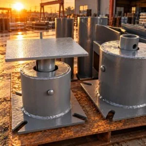 Base mounted spring supports with top load plates and lower mounting flanges