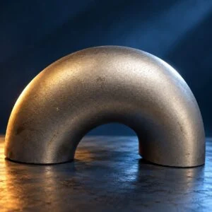 180 degree return elbow with two parallel downward-facing openings