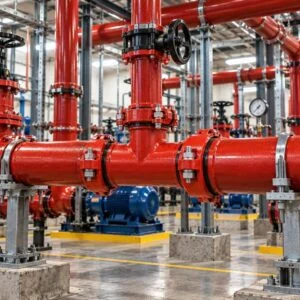 Grooved reducing tee forming a smaller branch in a horizontal pipeline