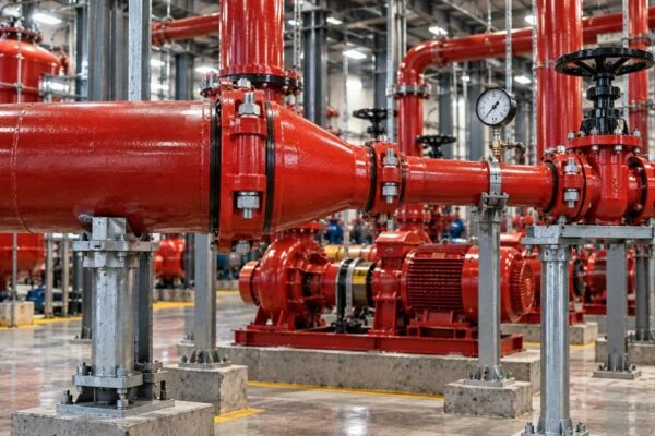 Réduction rainurée reliant des tronçons horizontaux de plus grand et de plus petit diamètre
