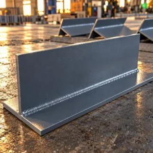 Fabricated steel pipe shoe with an upright web and base plate