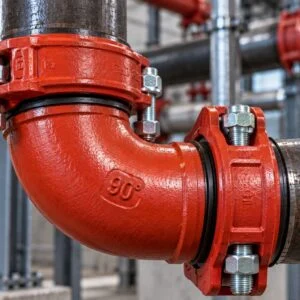 Grooved 90-degree elbow with two bolted couplings