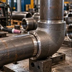 Cút hàn lồng kết nối các đoạn ống ngang và đứng