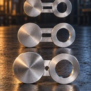 Three spectacle blinds arranged vertically