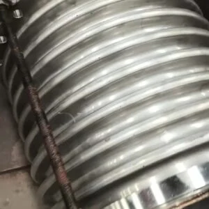 Close-up of convolutions on a metal bellows expansion joint